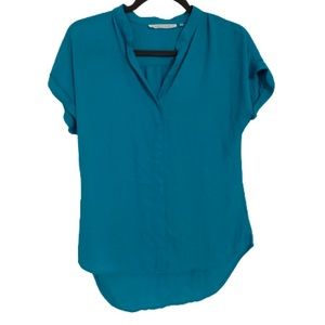 Violet + Claire | Soft & Relaxed Fit Teal V Neck Short Sleeve Blouse, Small
